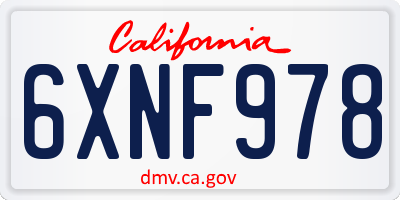 CA license plate 6XNF978