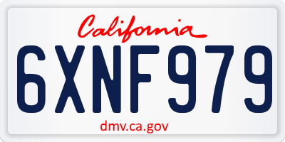 CA license plate 6XNF979