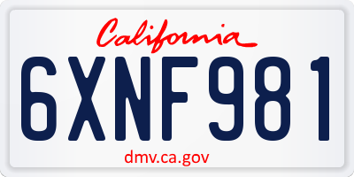 CA license plate 6XNF981