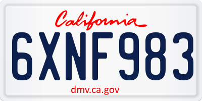 CA license plate 6XNF983