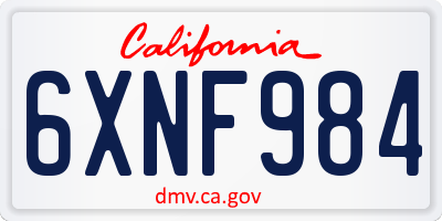 CA license plate 6XNF984