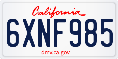 CA license plate 6XNF985