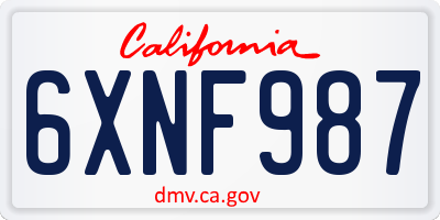 CA license plate 6XNF987