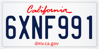 CA license plate 6XNF991