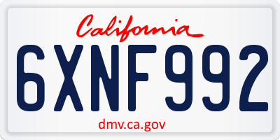 CA license plate 6XNF992
