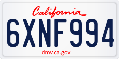 CA license plate 6XNF994