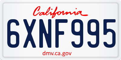 CA license plate 6XNF995