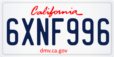 CA license plate 6XNF996