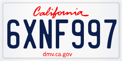 CA license plate 6XNF997