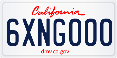 CA license plate 6XNG000