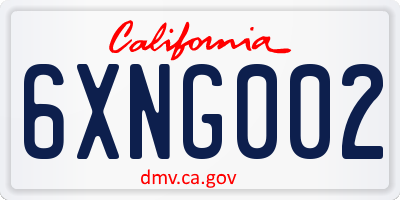 CA license plate 6XNG002