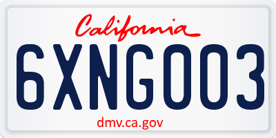 CA license plate 6XNG003