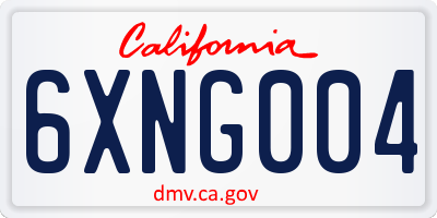 CA license plate 6XNG004