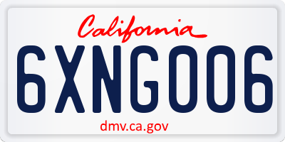 CA license plate 6XNG006