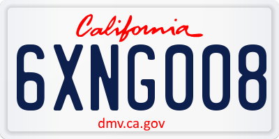 CA license plate 6XNG008