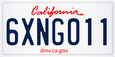 CA license plate 6XNG011
