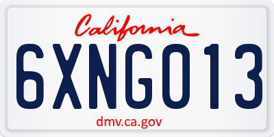 CA license plate 6XNG013