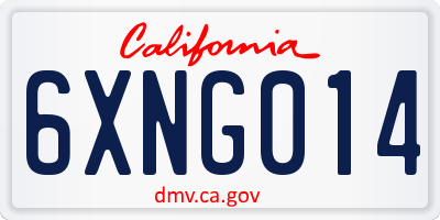 CA license plate 6XNG014