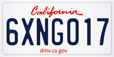 CA license plate 6XNG017
