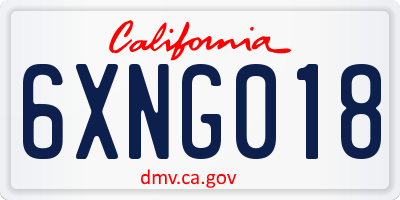 CA license plate 6XNG018