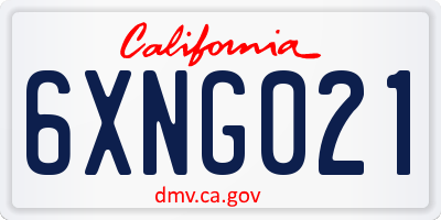 CA license plate 6XNG021