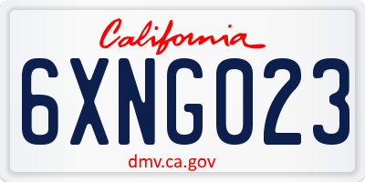 CA license plate 6XNG023
