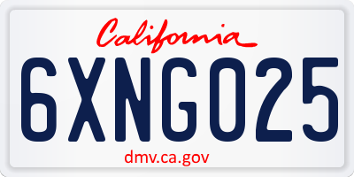 CA license plate 6XNG025