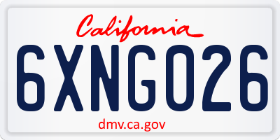 CA license plate 6XNG026