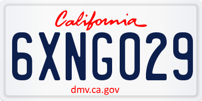 CA license plate 6XNG029