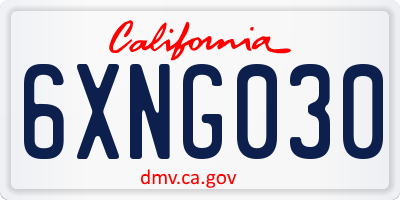 CA license plate 6XNG030