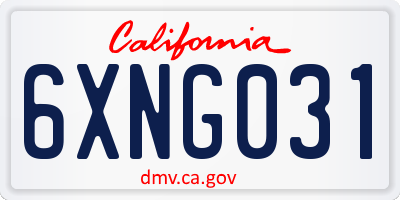 CA license plate 6XNG031