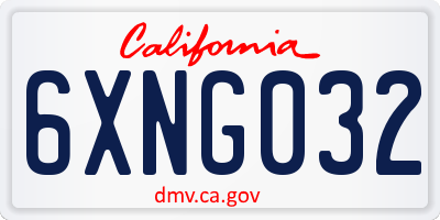 CA license plate 6XNG032