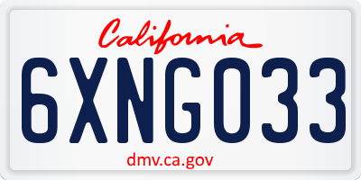 CA license plate 6XNG033