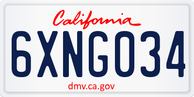 CA license plate 6XNG034