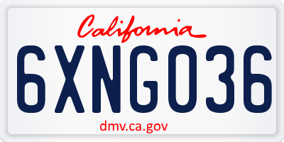 CA license plate 6XNG036
