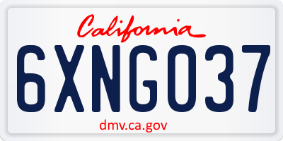 CA license plate 6XNG037