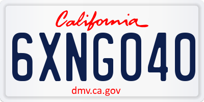 CA license plate 6XNG040