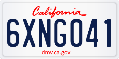 CA license plate 6XNG041