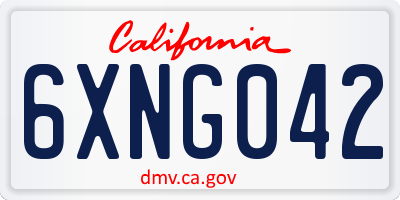 CA license plate 6XNG042