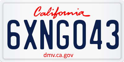 CA license plate 6XNG043
