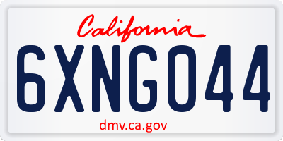 CA license plate 6XNG044