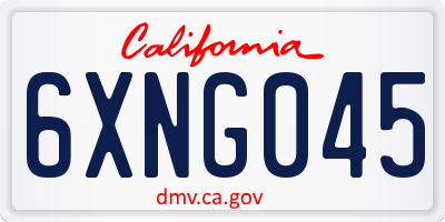 CA license plate 6XNG045