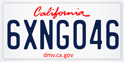 CA license plate 6XNG046