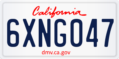 CA license plate 6XNG047