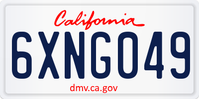 CA license plate 6XNG049