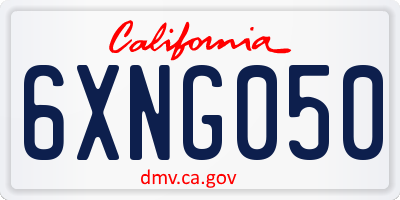CA license plate 6XNG050