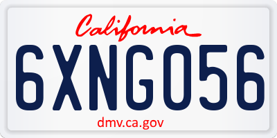 CA license plate 6XNG056