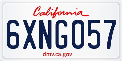 CA license plate 6XNG057