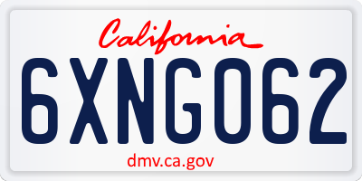 CA license plate 6XNG062