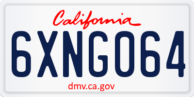 CA license plate 6XNG064